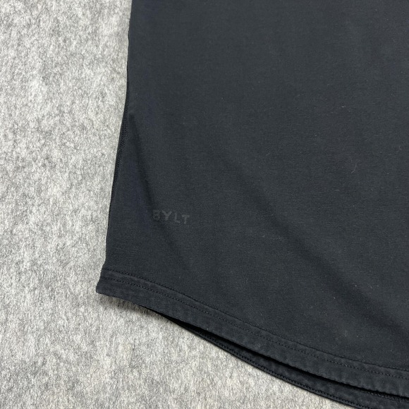 BYLT Shirt Mens Large Black Drop Cut Lux Crewneck Tee Stretch Casual Curved Hem - Picture 7 of 16